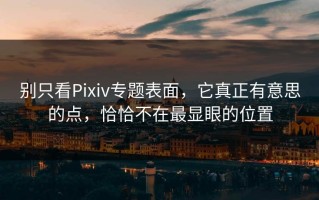 别只看Pixiv专题表面，它真正有意思的点，恰恰不在最显眼的位置