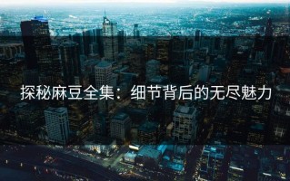 探秘麻豆全集：细节背后的无尽魅力