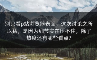 别只看p站浏览器表面，这次讨论之所以猛，是因为细节实在压不住，除了热度还有哪些看点？