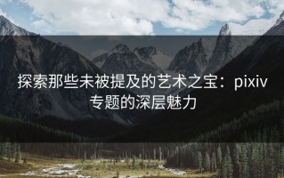 探索那些未被提及的艺术之宝：pixiv专题的深层魅力
