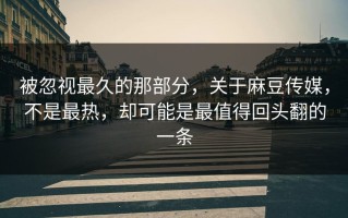 被忽视最久的那部分，关于麻豆传媒，不是最热，却可能是最值得回头翻的一条