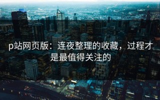 p站网页版：连夜整理的收藏，过程才是最值得关注的