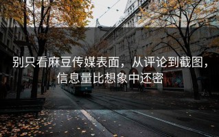 别只看麻豆传媒表面，从评论到截图，信息量比想象中还密