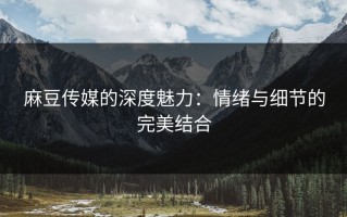 麻豆传媒的深度魅力：情绪与细节的完美结合