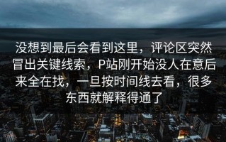 没想到最后会看到这里，评论区突然冒出关键线索，P站刚开始没人在意后来全在找，一旦按时间线去看，很多东西就解释得通了