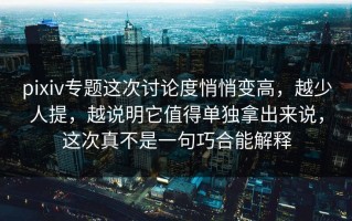 pixiv专题这次讨论度悄悄变高，越少人提，越说明它值得单独拿出来说，这次真不是一句巧合能解释