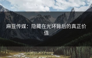 麻豆传媒：隐藏在光环背后的真正价值