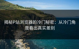 揭秘P站浏览器的冷门秘密：从冷门角度看出真实差别