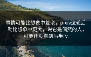 事情可能比想象中复杂，pixiv这轮后劲比想象中更大，说它是偶然的人，可能还没看到后半段