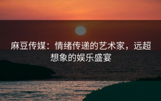 麻豆传媒：情绪传递的艺术家，远超想象的娱乐盛宴