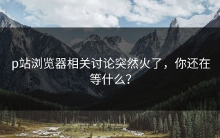 p站浏览器相关讨论突然火了，你还在等什么？