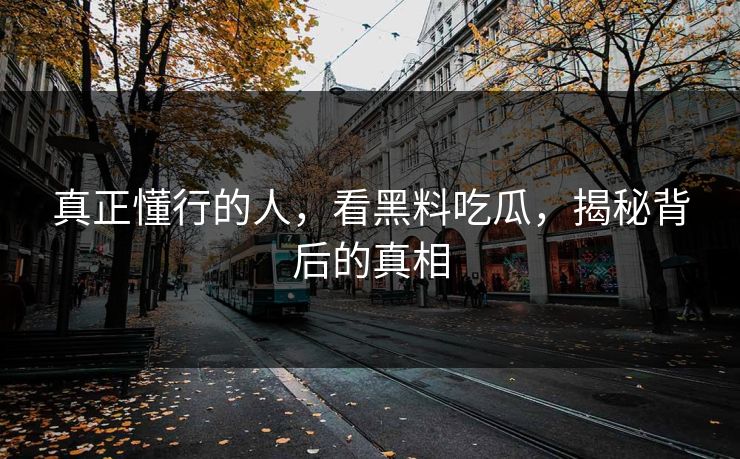 真正懂行的人，看黑料吃瓜，揭秘背后的真相-第1张图片-p站助手短视频 - p站搬运工影视网