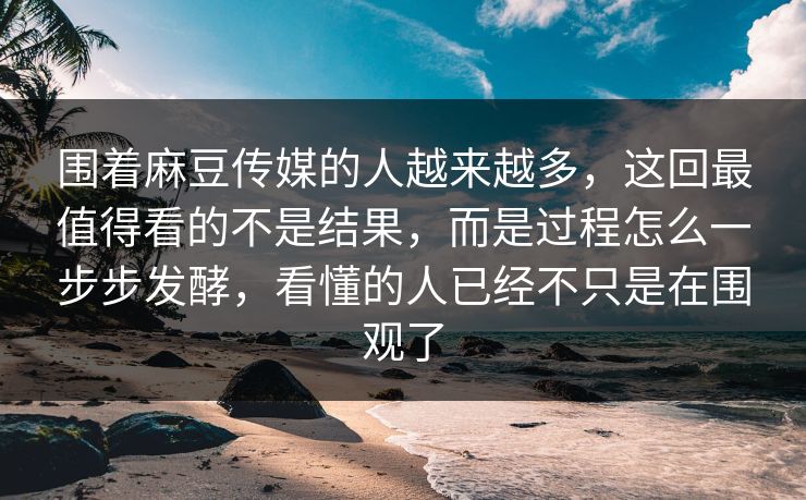 围着麻豆传媒的人越来越多，这回最值得看的不是结果，而是过程怎么一步步发酵，看懂的人已经不只是在围观了-第1张图片-p站助手短视频 - p站搬运工影视网