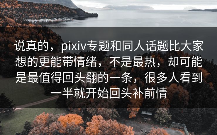 说真的，pixiv专题和同人话题比大家想的更能带情绪，不是最热，却可能是最值得回头翻的一条，很多人看到一半就开始回头补前情-第1张图片-p站助手短视频 - p站搬运工影视网